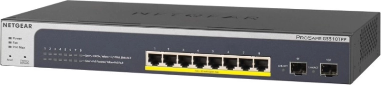 Μεταγωγέας NETGEAR GS510TPP 8×1Gb PoE+ με 2× SFP (190 W)