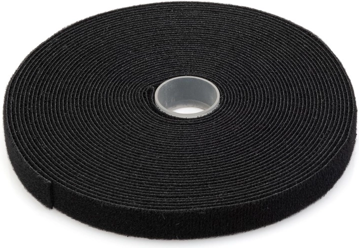 Αυτοκόλλητη ταινία velcro (σκρατς) για καλωδίωση 15 mm, 10 m, μαύρη