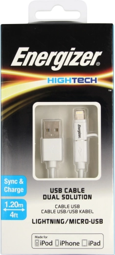 Energizer καθολικό καλώδιο φόρτισης Lightning/Micro USB 2.4A 1,2 m λευκό