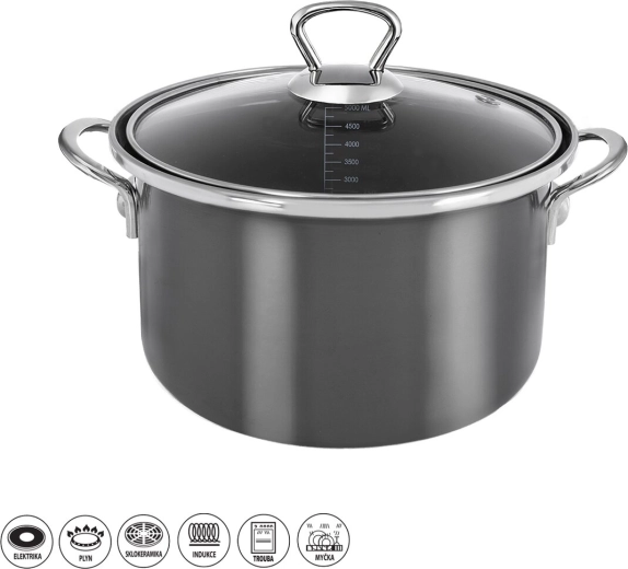 Κατσαρόλα METALIC Lem 5 l με γυάλινο καπάκι