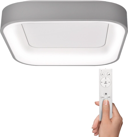 Solight LED φωτιστικό οροφής Treviso τετράγωνο 48 W γκρι με τηλεχειριστήριο