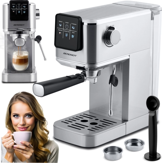Καφετιέρα espresso με μοχλό 20 bar Berdsen BD-770 ασημί