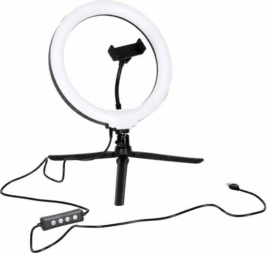 RGB LED κυκλικό φωτιστικό selfie σε τρίποδο με βάση τηλεφώνου και χειριστήριο Bluetooth