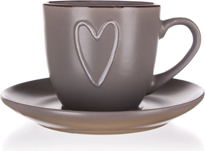 Φλιτζάνι με πιατάκι HEART 260 ml καφέ κεραμικό