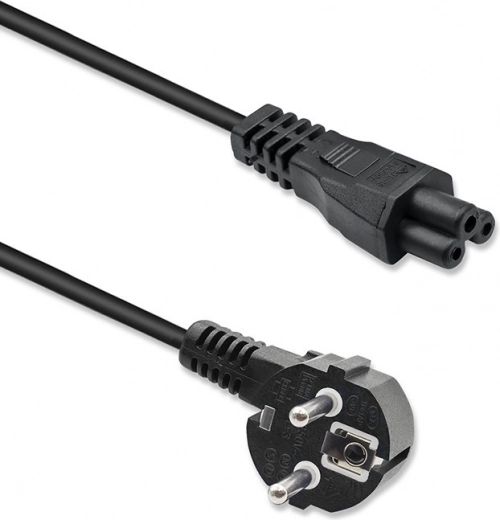 Καλώδιο τροφοδοσίας με ορθή γωνία SCHUKO – IEC C5 (τριφυλλιού) 3×1,0 mm², 1,5 m
