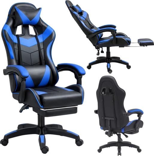 Gaming/γραφείου περιστρεφόμενη καρέκλα LEAN με υποπόδιο, μαύρο‑μπλε