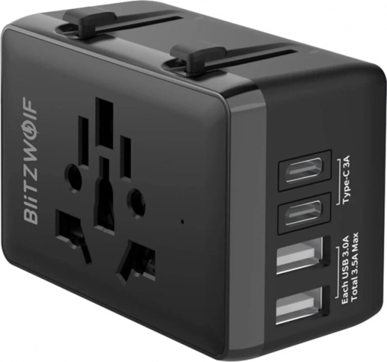 BlitzWolf ταξιδιωτικός αντάπτορας 4-σε-1 με USB‑C και PD 20 W