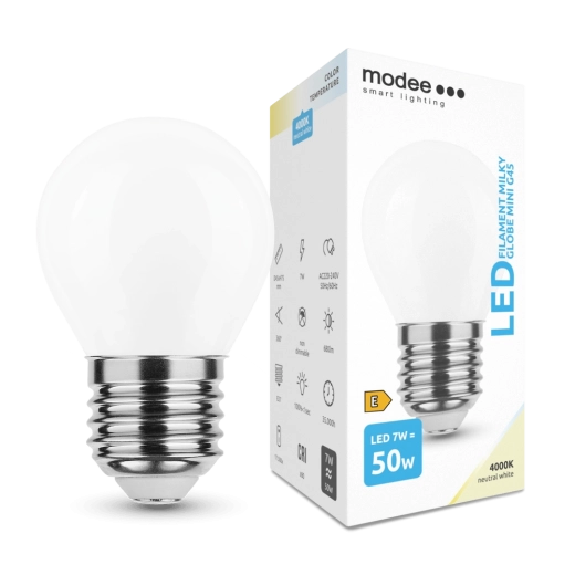 Λαμπτήρας LED filament Modee Milky Globe Mini E27 7 W ουδέτερο λευκό