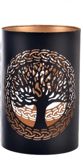 Μεταλλικό κηροπήγιο TREE μαύρο-χρυσό 18 cm
