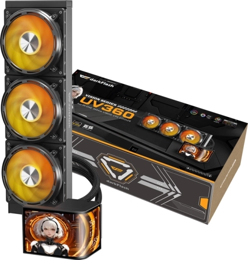 DarkFlash UV360 μαύρη υδρόψυξη επεξεργαστή 360mm με οθόνη 2K OLED
