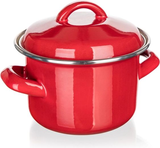 Εμαγιέ κατσαρολάκι με καπάκι 12 cm 0,78 l MILTON κόκκινο
