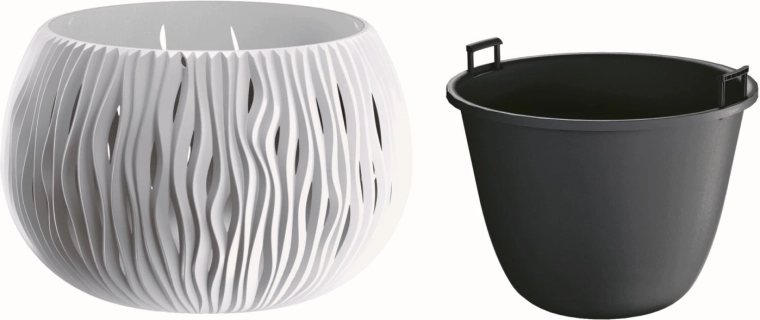 Γλάστρα Sandy Bowl με ένθετο 29 cm λευκή