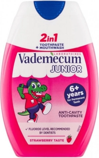 Vademecum Junior 2v1 παιδική οδοντόκρεμα και στοματικό διάλυμα φράουλα 75 ml