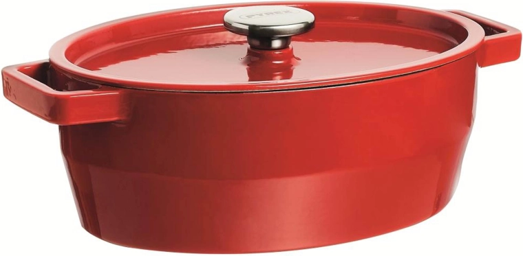 Μαντεμένια κατσαρόλα με καπάκι Pyrex 6 l κόκκινη