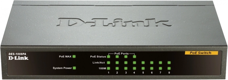 D-Link DES-1008PA επιτραπέζιος διακόπτης Fast Ethernet 8 θυρών με PoE