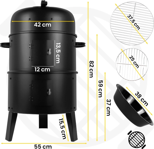 Curron SmokeHouse GM8000 ψησταριά κήπου με καπνιστήριο και θερμόμετρο
