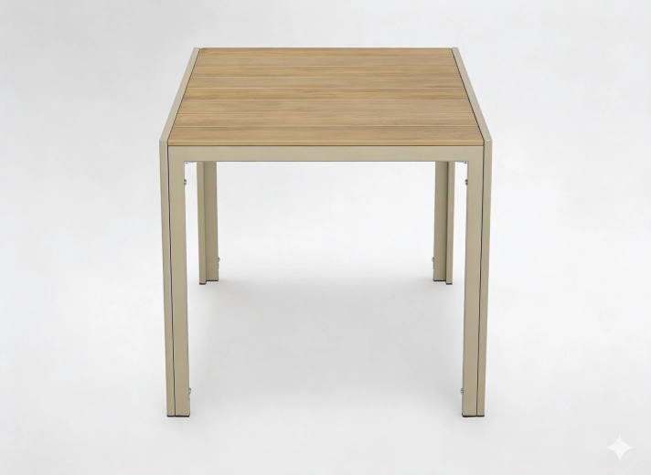 Μπεζ αλουμινένιο τραπέζι κήπου 80 × 80 × 73 cm