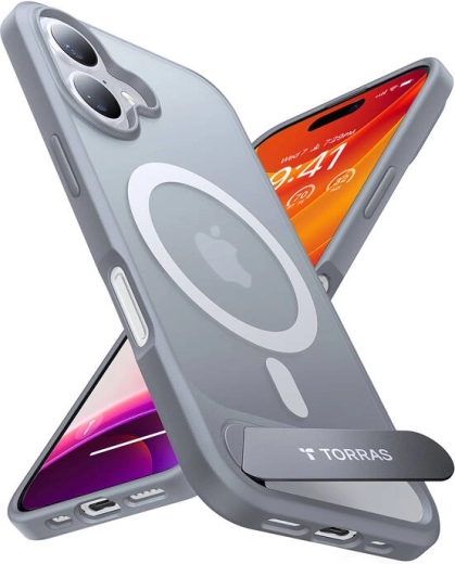 Θήκη Torras Pstand για iPhone 16 Plus σε τιτανί γκρι