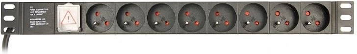 Rack PDU πολύπριζο τροφοδοσίας, 8 πρίζες FR, 1U, 10–16 A, φις Schuko, καλώδιο 3 m