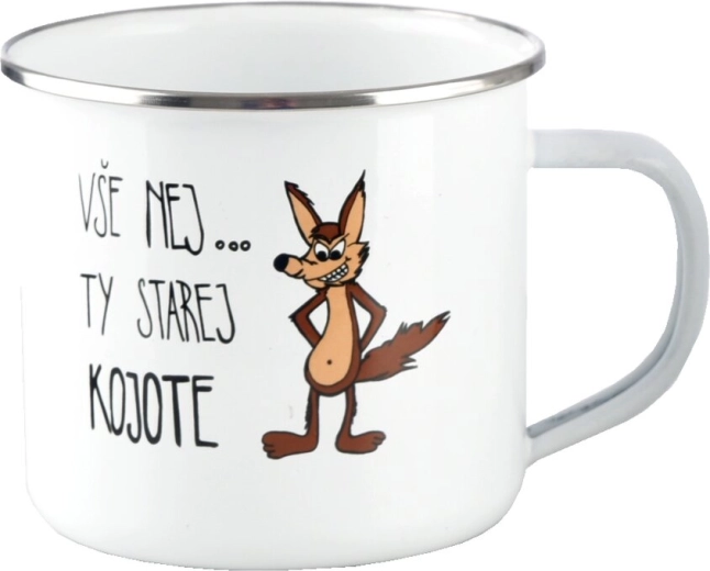 Λευκή εμαγιέ κούπα Kojot 500 ml
