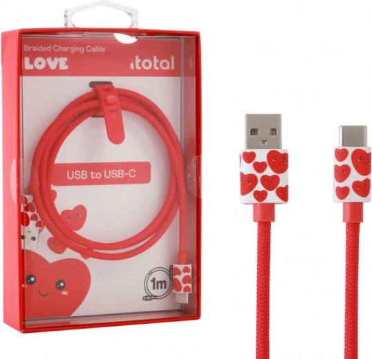 Καλώδιο φόρτισης USB‑C με καρδούλες με σιλικονούχο λουράκι