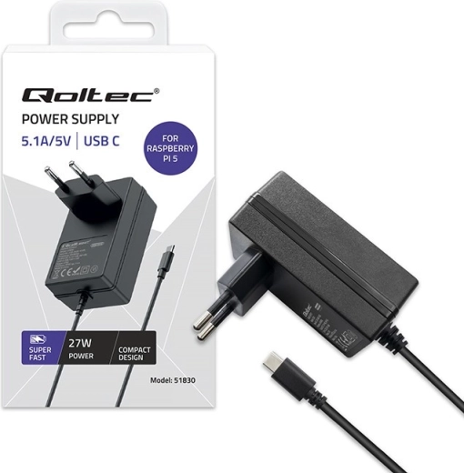 Φορτιστής Super FAST PD για Raspberry Pi 5 με USB-C 27W