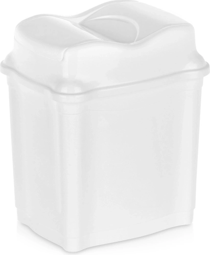 Πλαστικός κάδος απορριμμάτων 5 l, λευκός με ανακλινόμενο καπάκι