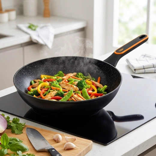 Βαθύ σχήμα wok για stir-fry, κρέας και ζυμαρικά