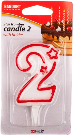 Κεράκι γενεθλίων αριθμός 2 MY PARTY 7 × 4,5 cm