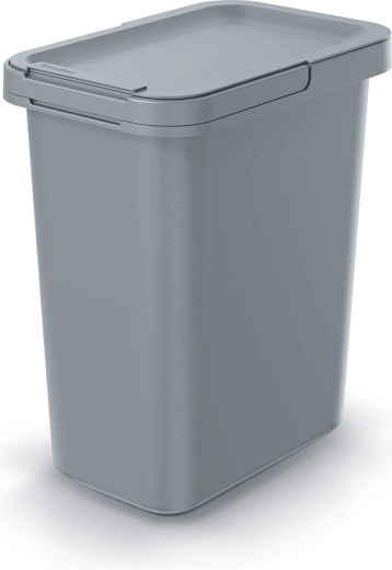 Στενός κάδος απορριμμάτων Systema 12 l, ανοιχτό γκρι με ανακλινόμενο καπάκι