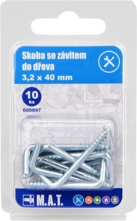 Συνδετήρας-κρίκος με σπείρωμα για ξύλο 40 × 3,2 mm, γαλβανιζέ (10 τεμ.)