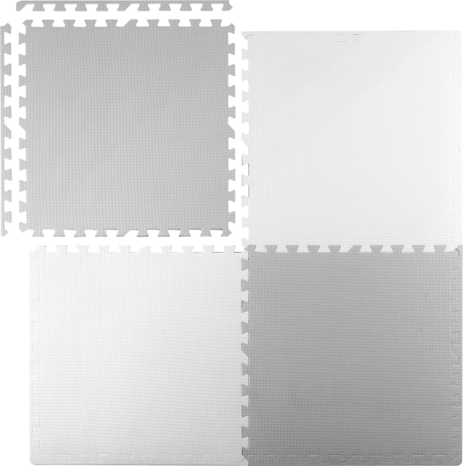 Ricokids αφρώδες πατάκι παζλ 120 × 120 cm γκρι-λευκό (4 τεμάχια)