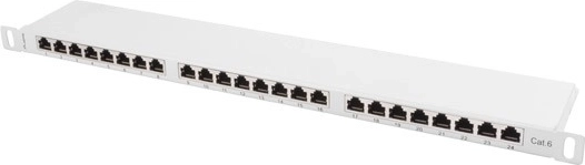 Patch panel 24 θυρών 0.5U, κατηγορίας 6, γκρι, θωρακισμένο