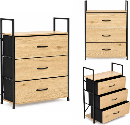ModernHome συρταριέρα με 3 υφασμάτινα συρτάρια 60 cm, loft - 1 τεμάχιο