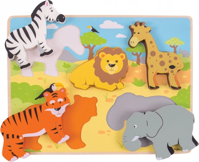Ένθετο ξύλινο παζλ σαφάρι Bigjigs Toys
