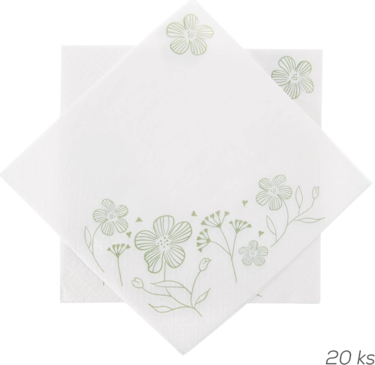 Χάρτινες πετσέτες Greenish λευκές 33 × 33 cm, 20 τεμ.