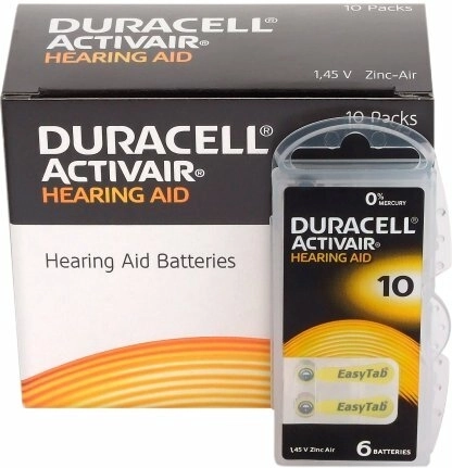 Μπαταρίες για ακουστικά βαρηκοΐας DURACELL Activair 10, 6 τεμ.