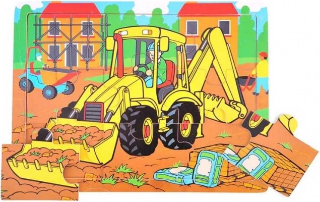 BIGJIGS TOYS ξύλινο παζλ εκσκαφέας, 9 κομμάτια