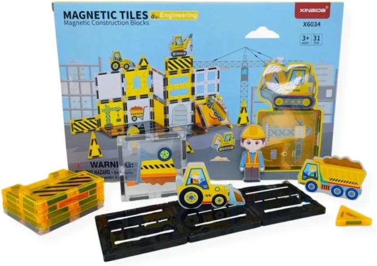 Magical Magnet μαγνητικό σετ κατασκευών εργοτάξιο (31 τεμ.)