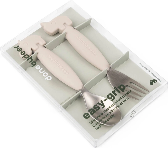 Done by Deer σετ παιδικά κουτάλια και πιρούνια Easy-grip Deer friends άμμου