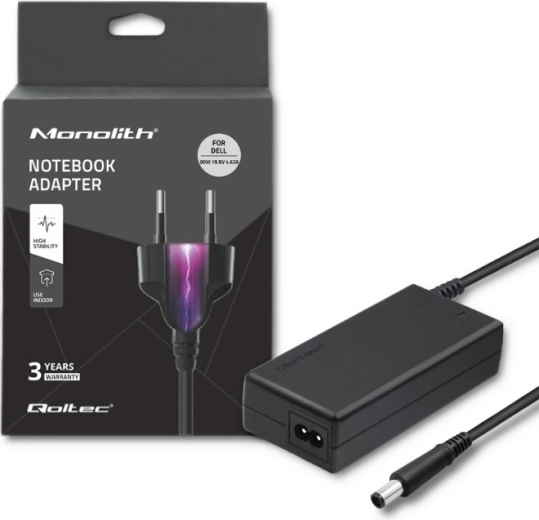 Τροφοδοτικό για φορητό υπολογιστή 90 W, 19.5 V, 4.62 A, υποδοχή 7.4 × 5.0 mm με ακίδα – Qoltec για DELL