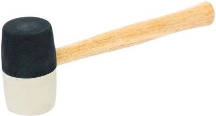 Λαστιχένιο σφυρί 860 g, διάμετρος 65 mm, ασπρόμαυρο, ξύλινη λαβή