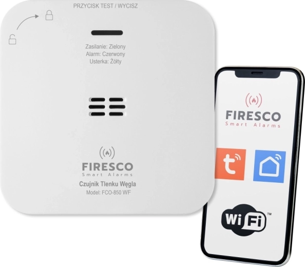 Firesco FCO-850 WF Wi‑Fi ανιχνευτής μονοξειδίου του άνθρακα (CO) για Tuya/Smart Life
