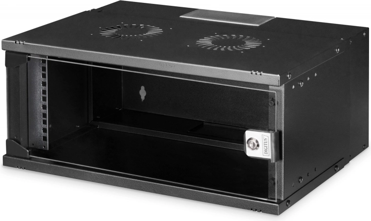 Επιτοίχιο δικτυακό ντουλάπι 19" 4U SOHO PRO, 240 × 540 × 400 mm, γυάλινη πόρτα, ωφέλιμο φορτίο 60 kg, μαύρο