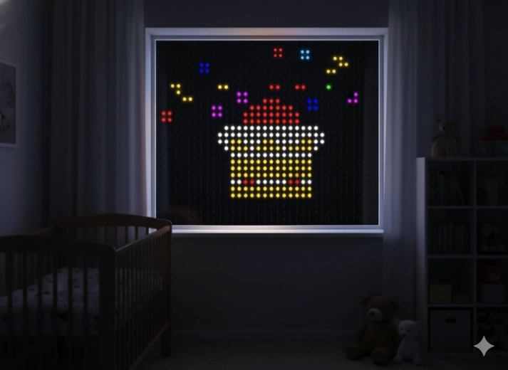 Έξυπνη LED φωτεινή κουρτίνα 400 RGB multicolor 2 × 2 m με χειριστήριο για εσωτερική και εξωτερική χρήση