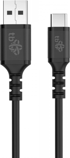 Σιλικονούχο καλώδιο USB–USB‑C 50 cm, μαύρο