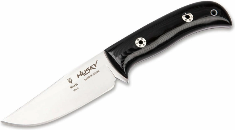 Muela Husky 11 μαχαίρι outdoor, μαύρη γυαλισμένη Micarta, δερμάτινη θήκη