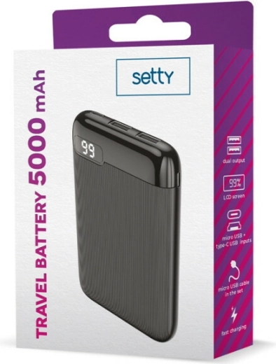 Setty powerbank 5000 mAh με οθόνη LCD