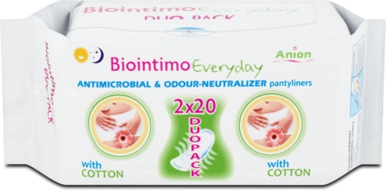 Biointimo Anion πακέτο DUO, λεπτές καθημερινές σερβιέτες-σλιπ για την ευαίσθητη περιοχή, 40 τεμ.