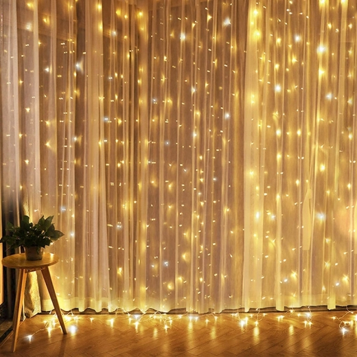 Solight LED χριστουγεννιάτικη κουρτίνα παραθύρου ασημί 300 mini LED με χρονοδιακόπτη, 8 λειτουργίες, USB